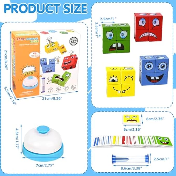 FACE CHANGING MAGIC CUBE, 3D PUZZLE FACE-CHANGING MAGIC CUBE, 3D FACE PUZZLE, WOODEN CUBE PUZZLE, MAGIC CUBE BUILDING BLOCK TOY EQUIPPED WITH SNATCHS BELLSS - Image 2